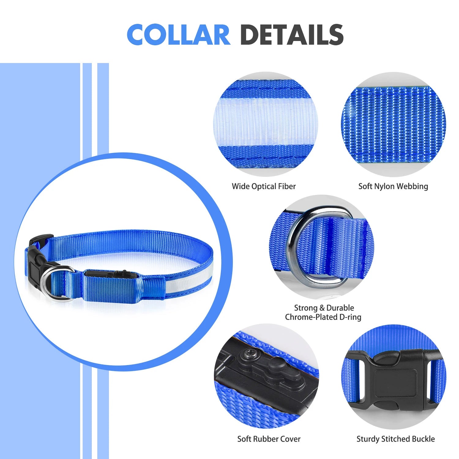 Dog Collar Luminous Pet Supplies Dog Collar Waterpoof Safety Collars Dropship